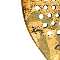 Close-up of a gold and green limited edition product with cut-out design