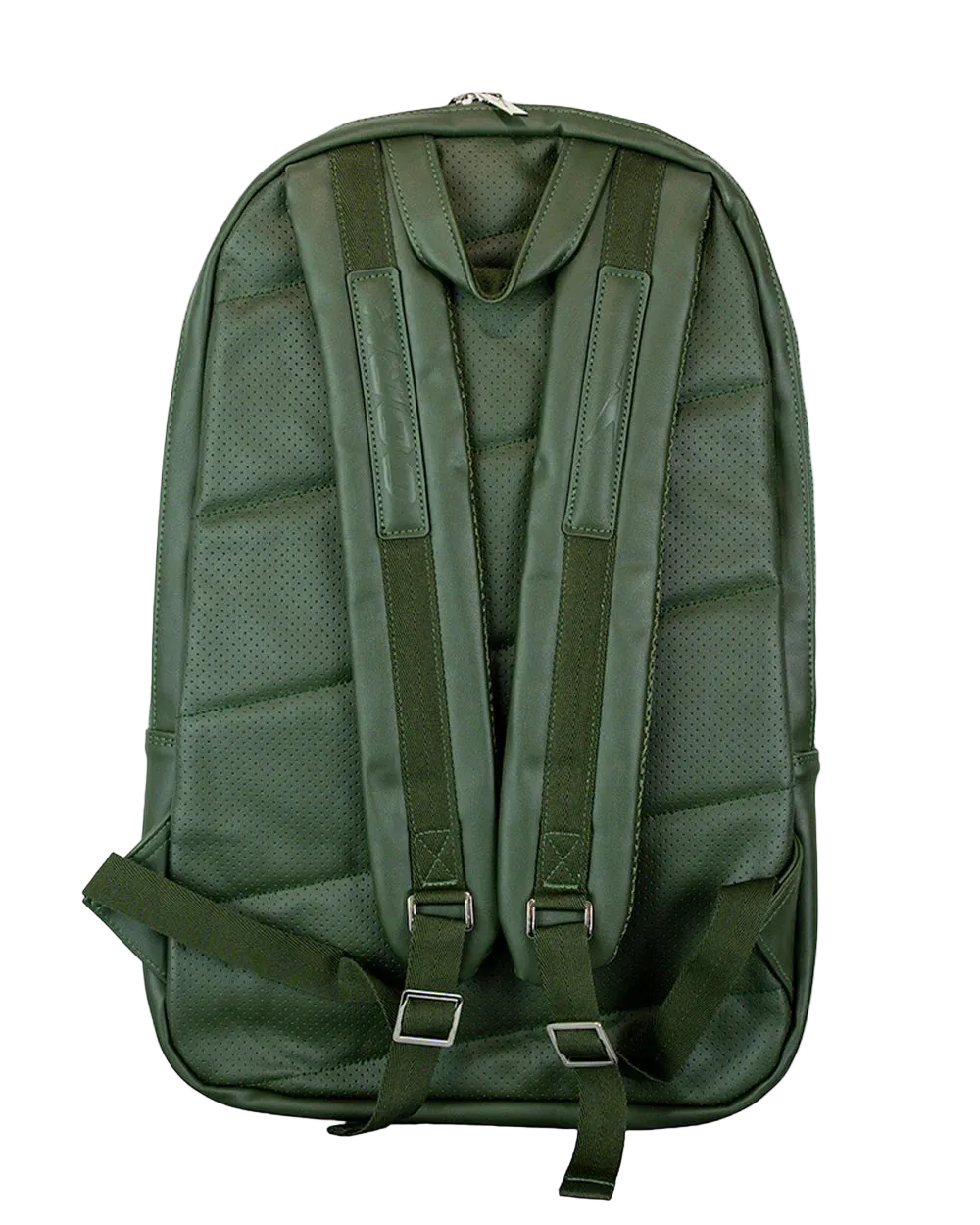 Green backpack on a light gray background