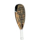 Padel with wooden design and white handle on a white background