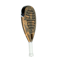 Padel with wooden design and white handle on a white background