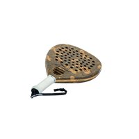 Padel with a textured surface and white handle on a white background