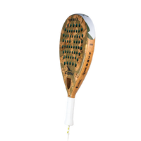 Wooden paddle with cork texture on a white background