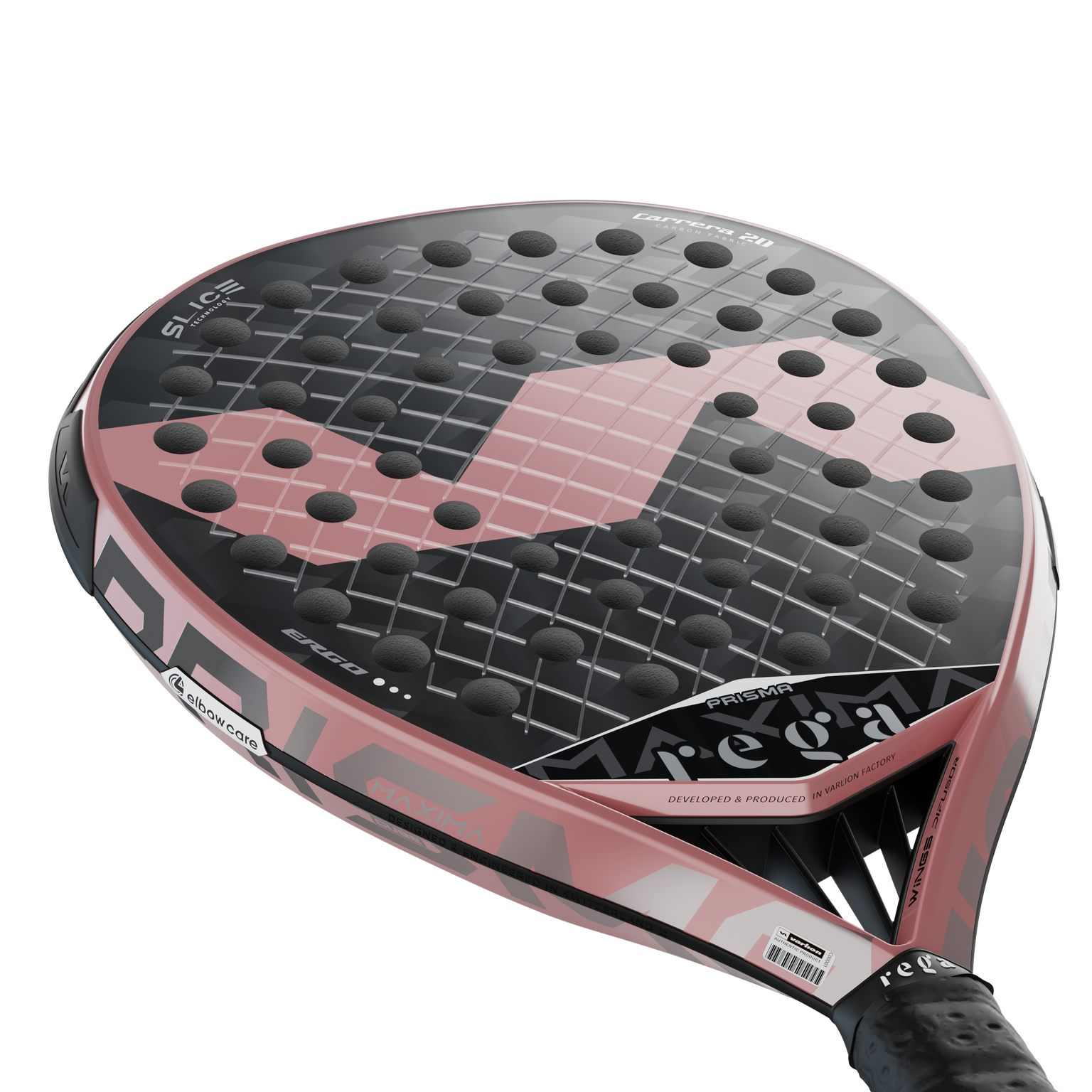 Varlion Paddle racket with pink and black design on a white background