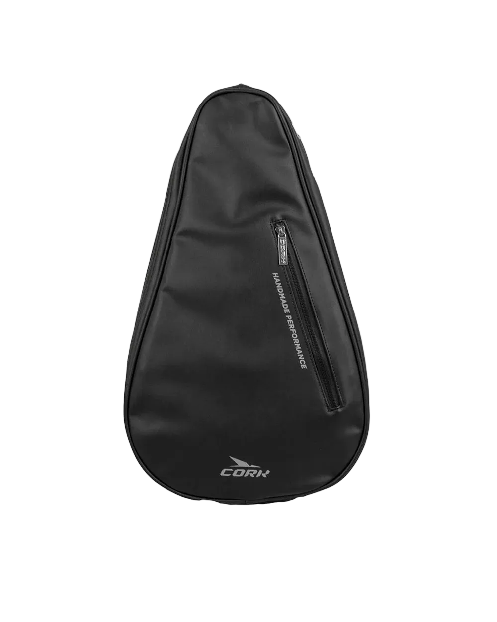 Black racket bag with Cork Sport logo on a light gray background