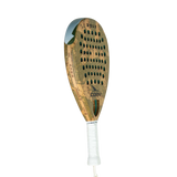 Padel with wooden design and white handle on a white background