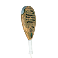 Padel with wooden design and white handle on a white background