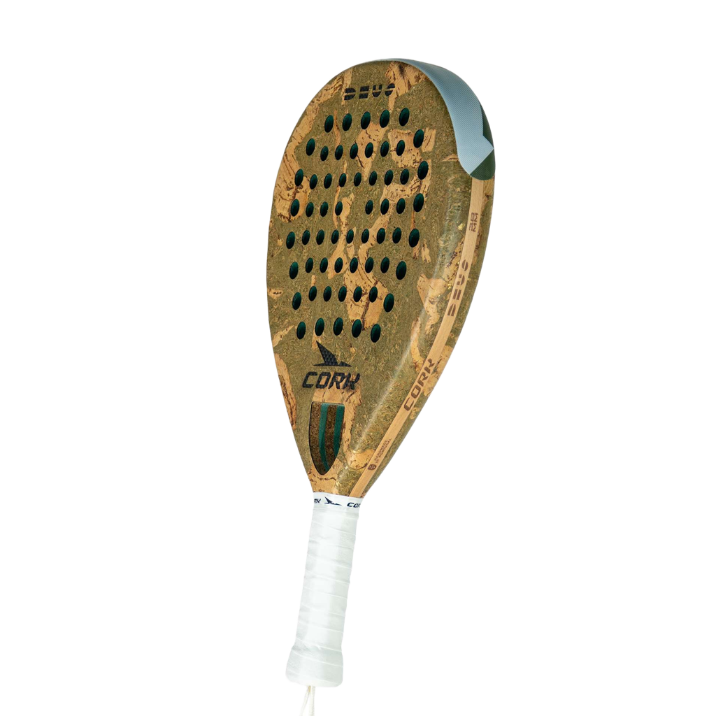 cork padel with a white handle on a white background